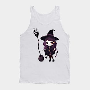 Witchcraft horror anime characters Chibi style +Halloween horror Tank Top